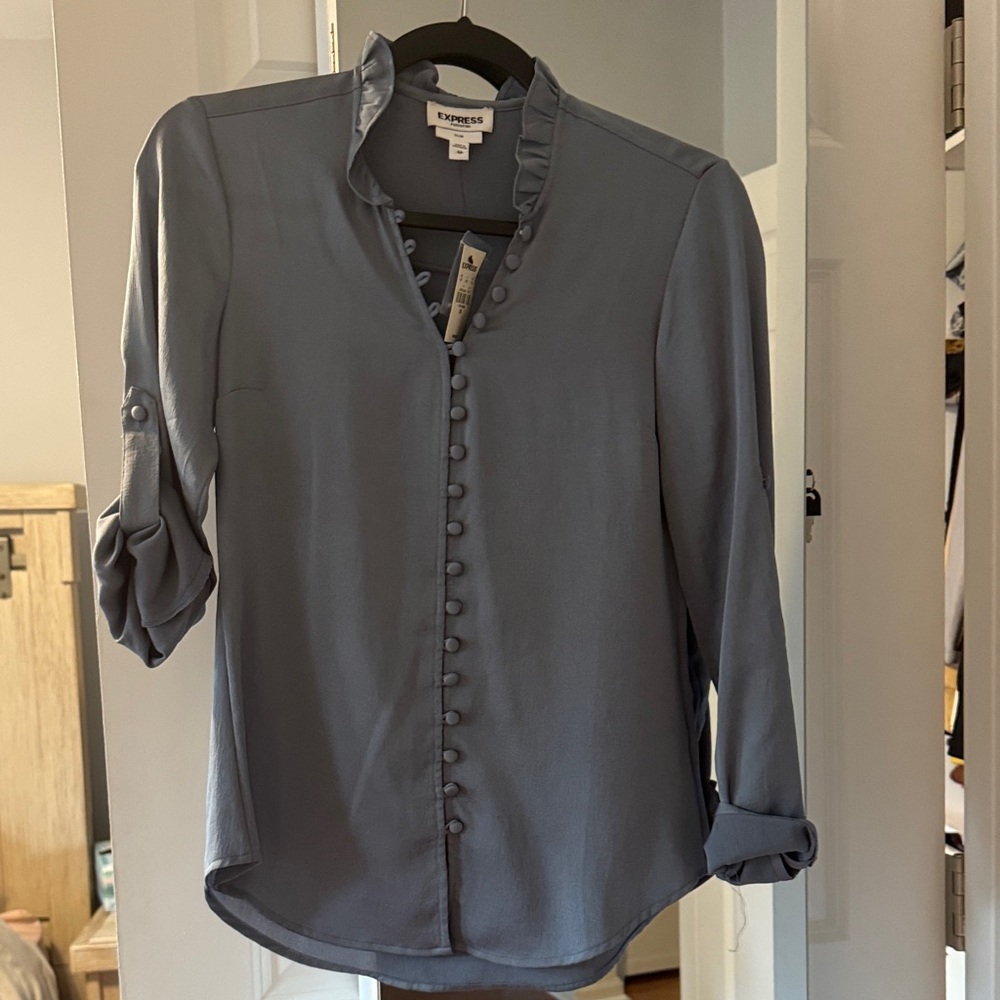 Express Women's Slate Button-Front Blouse